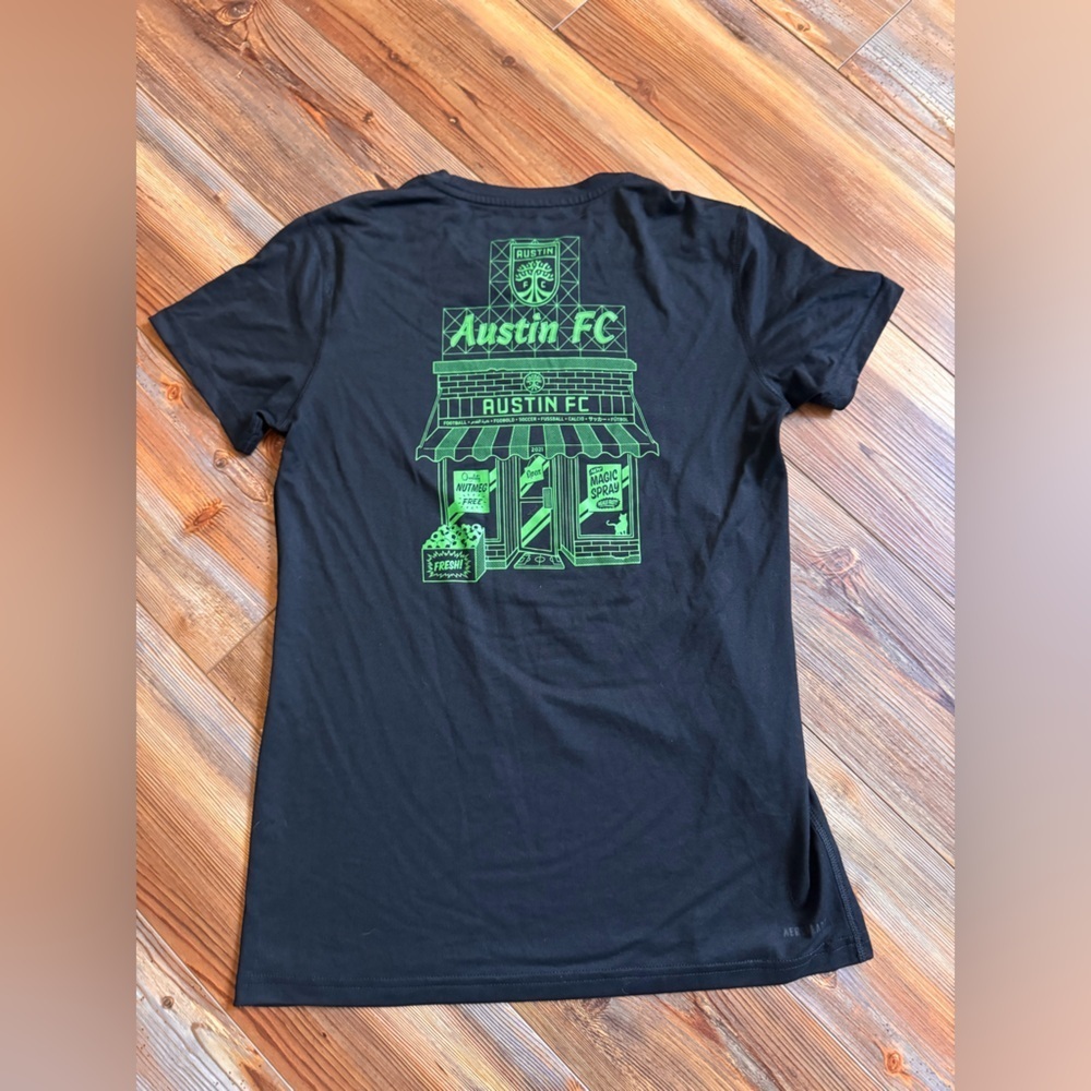 Austin FC Black T-Shirt with Green Graphic, women’s small